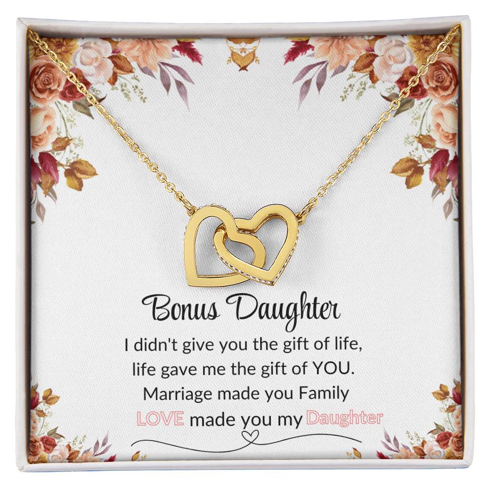 Bonus Daughter | Red Flower Interlocking Hearts Necklace