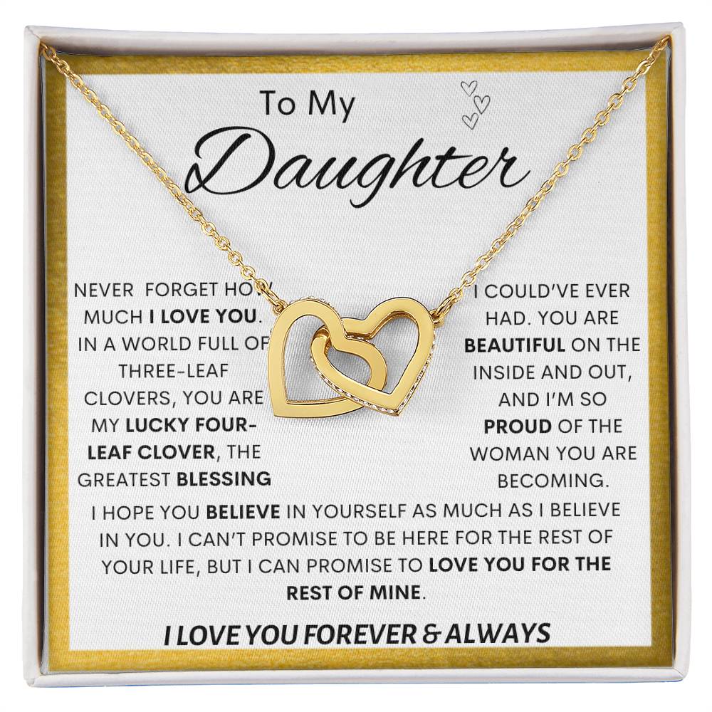 To My Daughter | Lucky Clover Interlocking Hearts Necklace