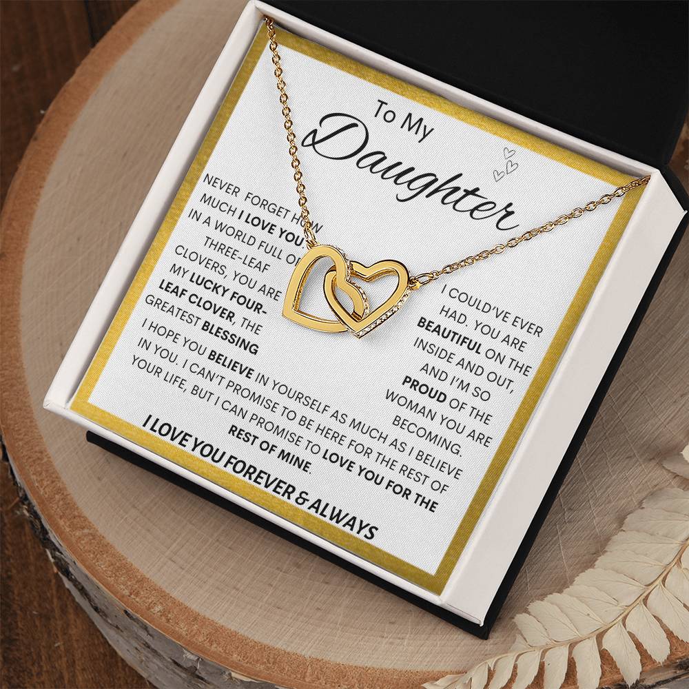 To My Daughter | Lucky Clover Interlocking Hearts Necklace