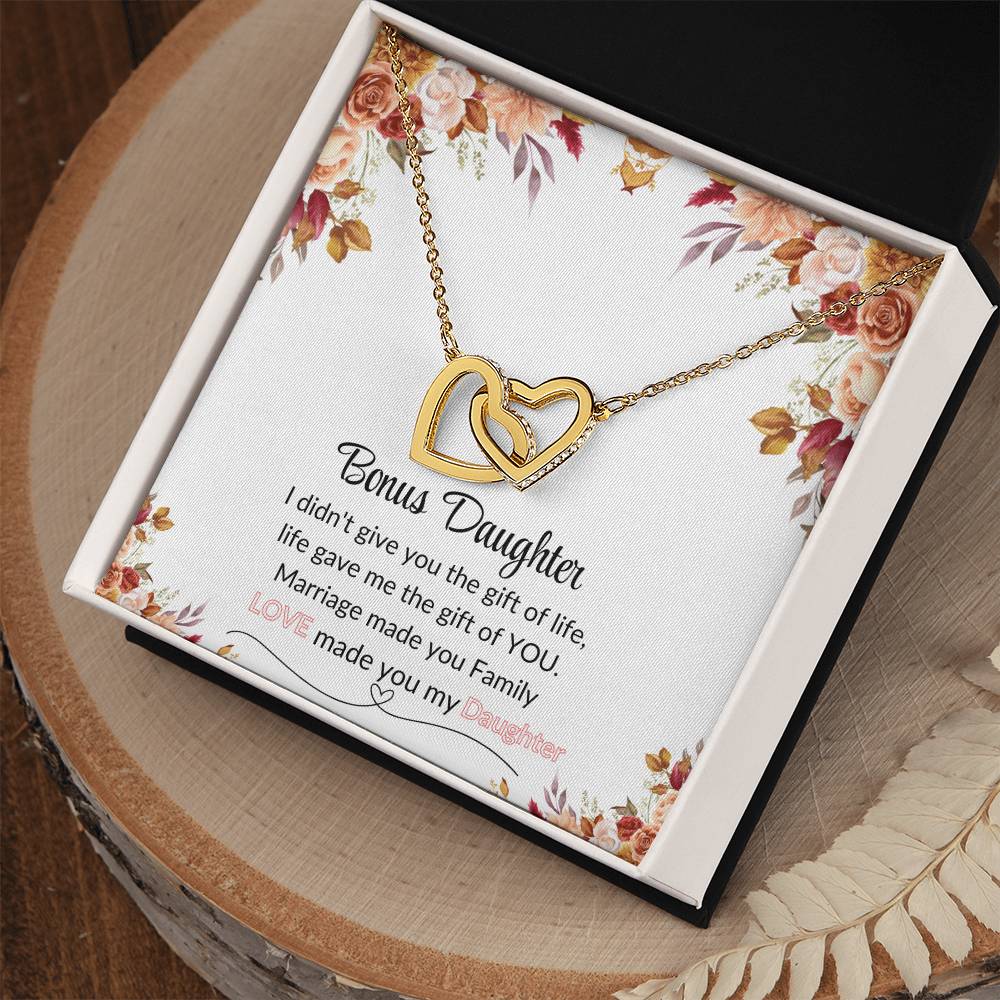 Bonus Daughter | Red Flower Interlocking Hearts Necklace