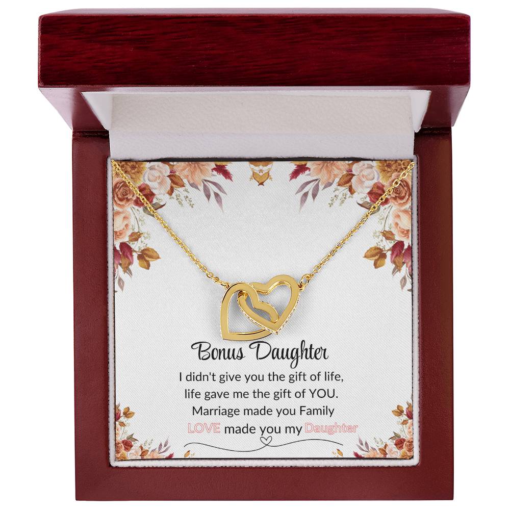 Bonus Daughter | Red Flower Interlocking Hearts Necklace