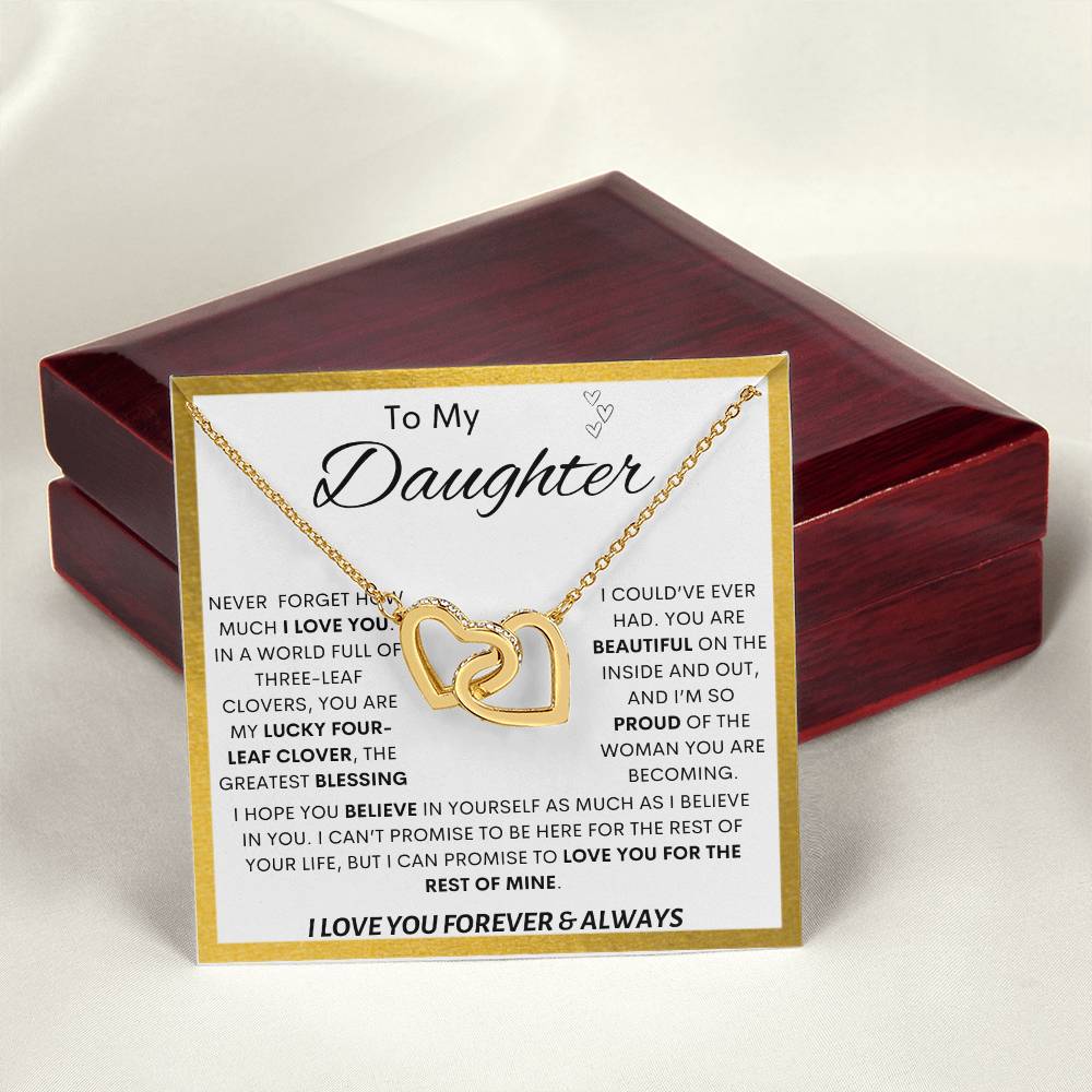 To My Daughter | Lucky Clover Interlocking Hearts Necklace