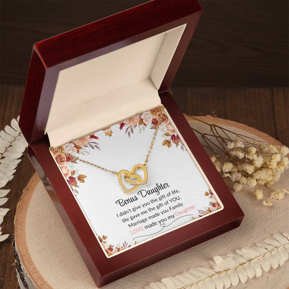 Bonus Daughter | Red Flower Interlocking Hearts Necklace
