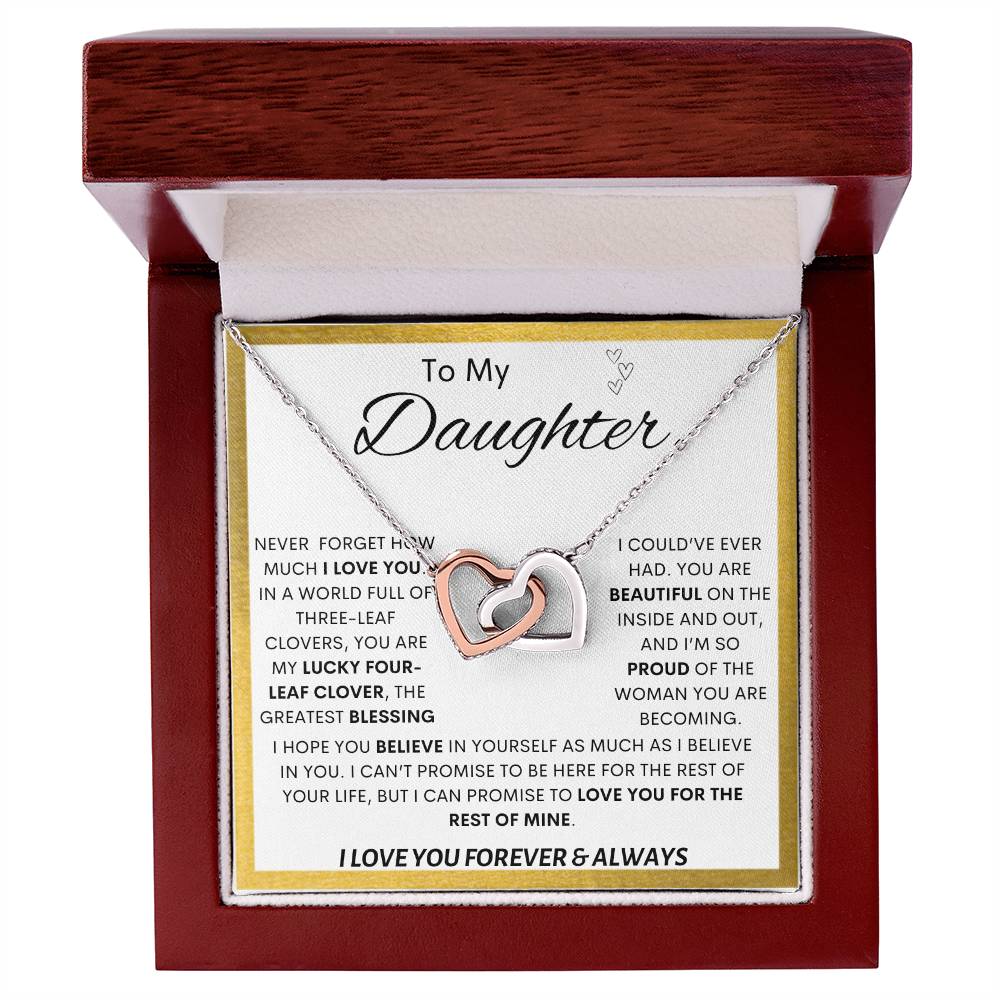 To My Daughter | Lucky Clover Interlocking Hearts Necklace