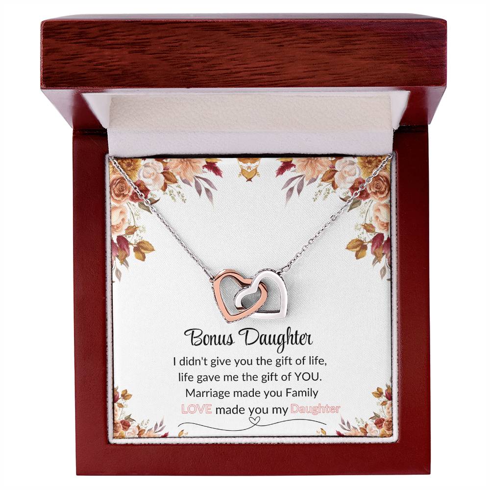 Bonus Daughter | Red Flower Interlocking Hearts Necklace