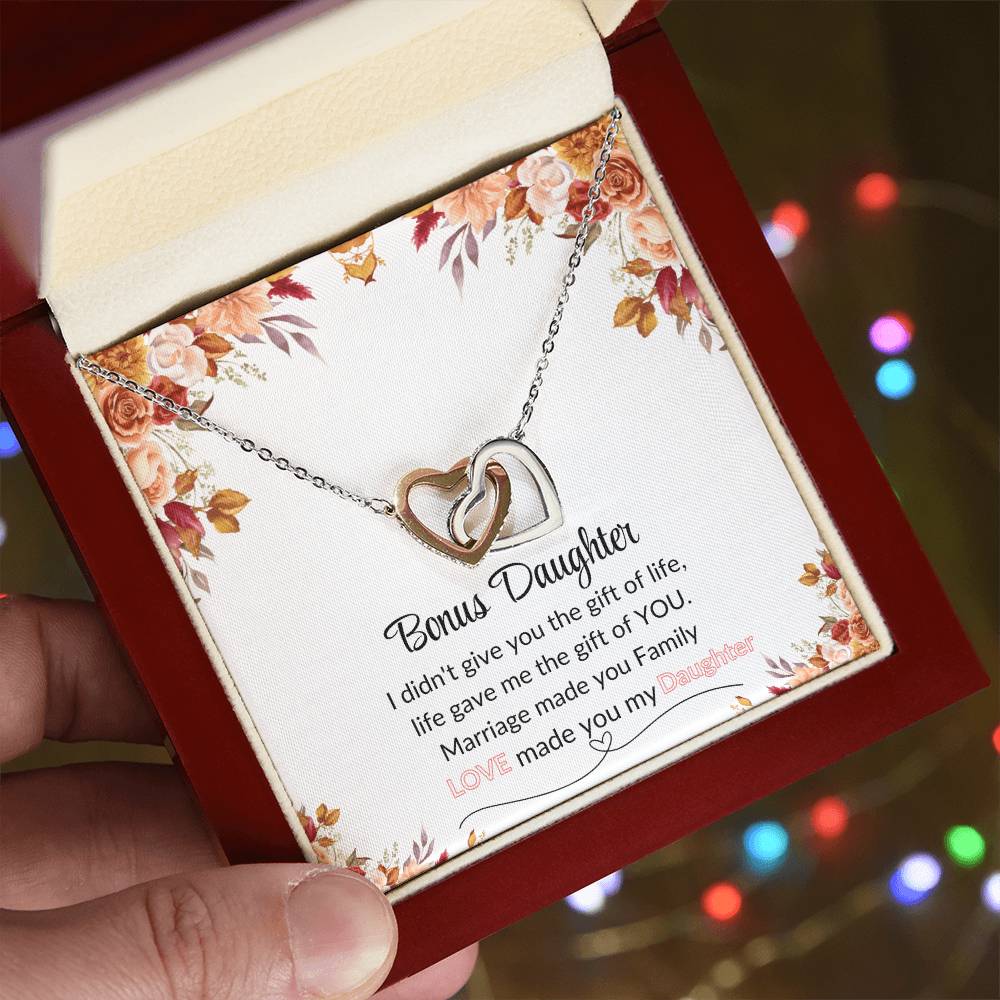 Bonus Daughter | Red Flower Interlocking Hearts Necklace