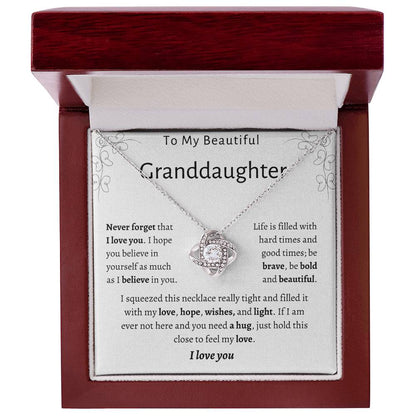 To My Beautiful Granddaughter | Love Knot Necklace