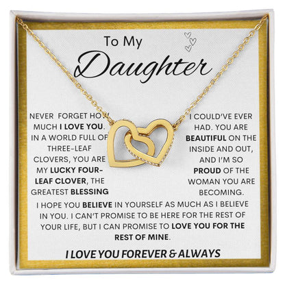To My Daughter | Lucky Clover Interlocking Hearts Necklace
