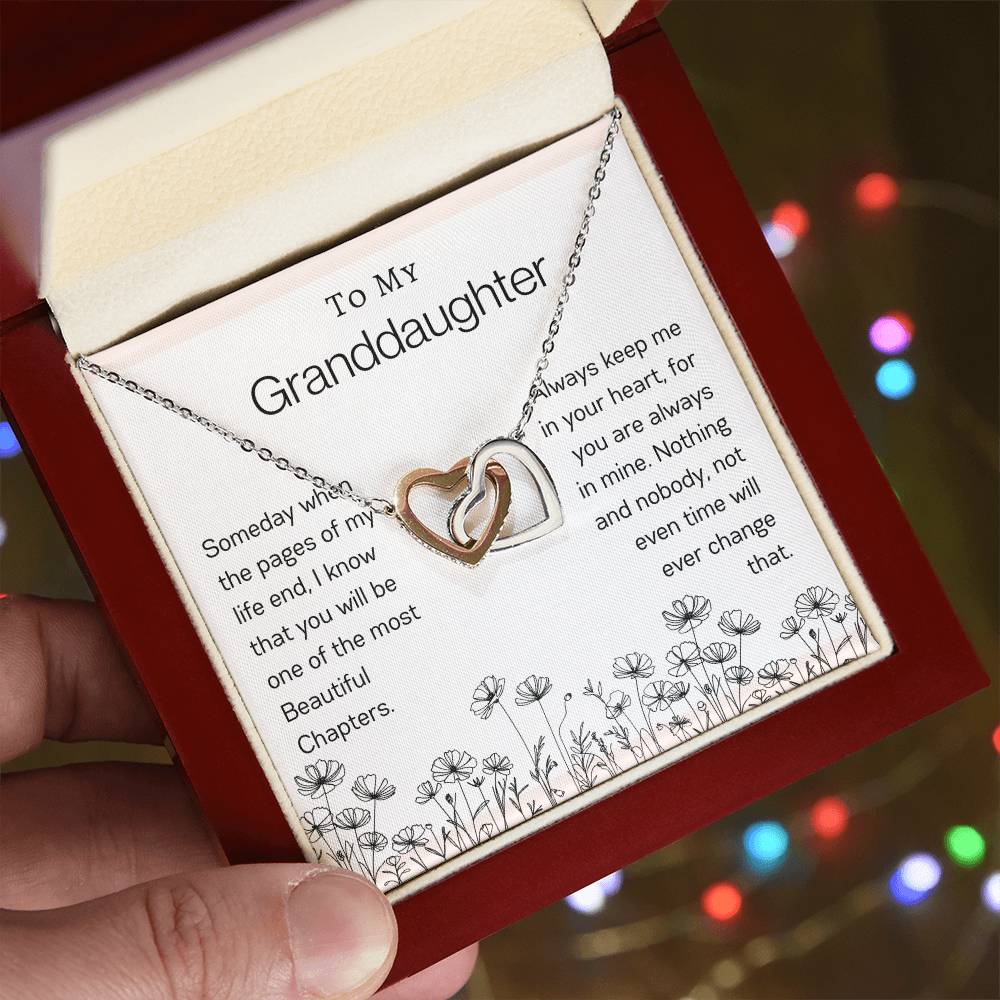 To My Granddaughter | Flower Interlocking Hearts Necklace